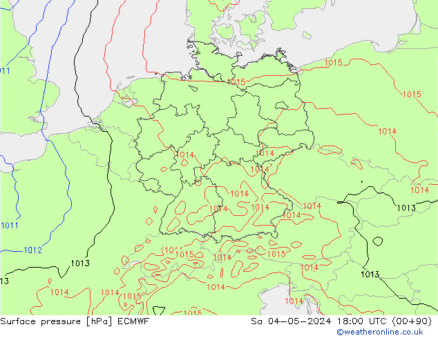 приземное давление ECMWF сб 04.05.2024 18 UTC