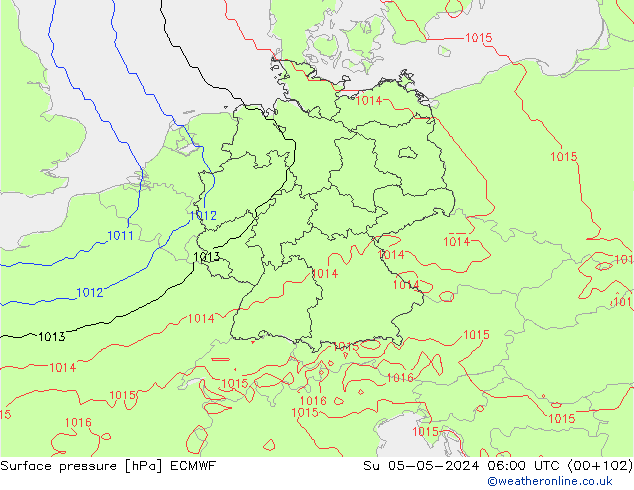 Pressione al suolo ECMWF dom 05.05.2024 06 UTC