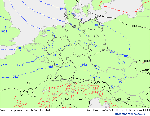 Pressione al suolo ECMWF dom 05.05.2024 18 UTC