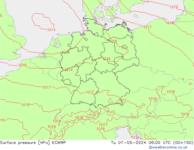 приземное давление ECMWF вт 07.05.2024 06 UTC