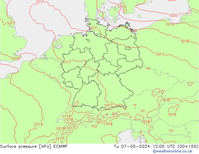 pressão do solo ECMWF Ter 07.05.2024 12 UTC