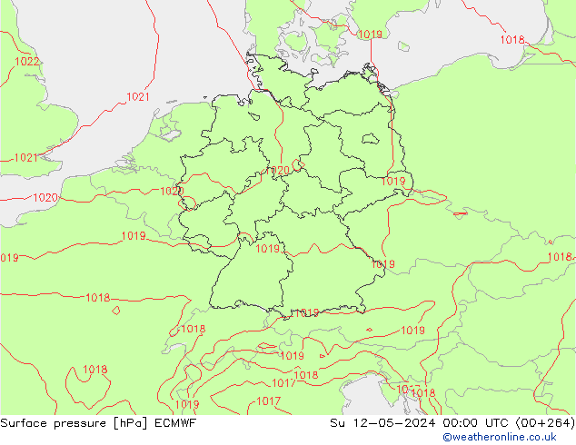 Surface pressure ECMWF Su 12.05.2024 00 UTC