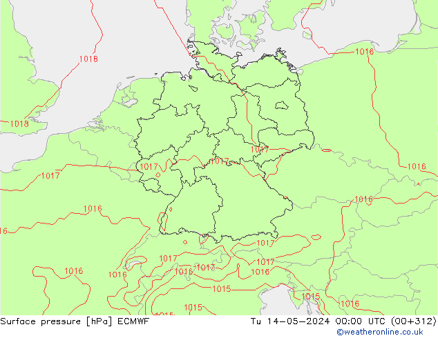 Presión superficial ECMWF mar 14.05.2024 00 UTC