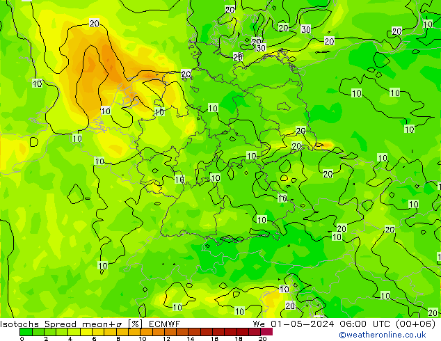 Izotacha Spread ECMWF śro. 01.05.2024 06 UTC