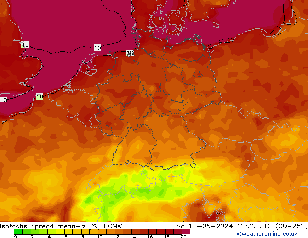 Isotachs Spread ECMWF So 11.05.2024 12 UTC