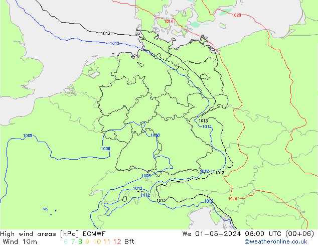 Izotacha ECMWF śro. 01.05.2024 06 UTC