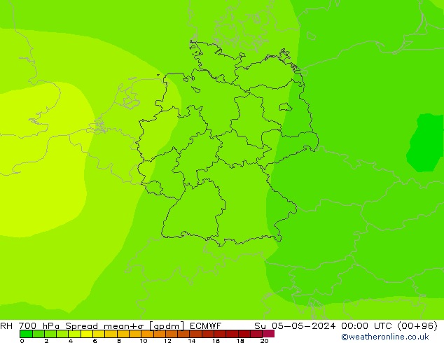 RH 700 hPa Spread ECMWF dom 05.05.2024 00 UTC