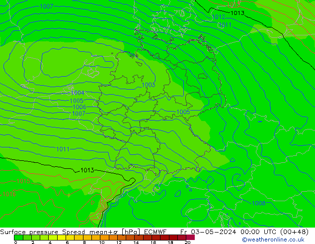 Yer basıncı Spread ECMWF Cu 03.05.2024 00 UTC