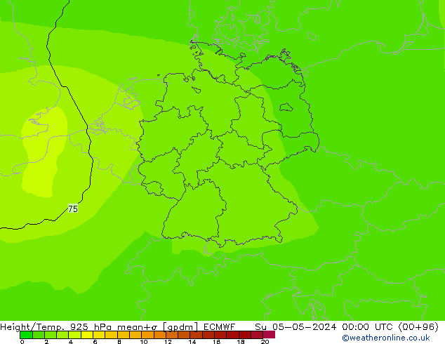 Height/Temp. 925 hPa ECMWF So 05.05.2024 00 UTC