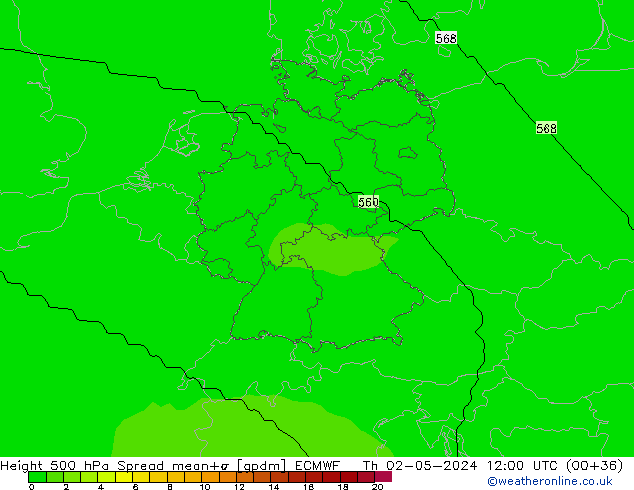 Height 500 hPa Spread ECMWF Do 02.05.2024 12 UTC