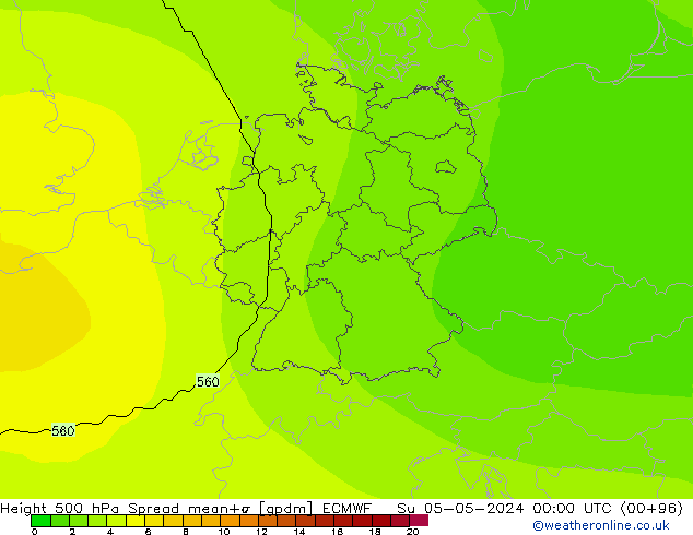 Height 500 hPa Spread ECMWF Su 05.05.2024 00 UTC