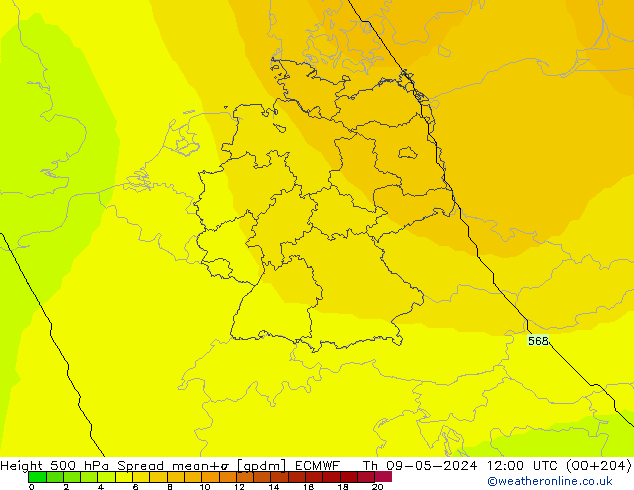 Géop. 500 hPa Spread ECMWF jeu 09.05.2024 12 UTC