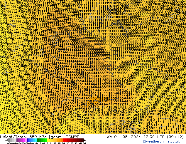 Height/Temp. 850 hPa ECMWF We 01.05.2024 12 UTC