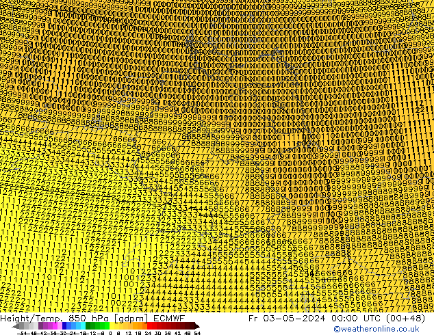 Yükseklik/Sıc. 850 hPa ECMWF Cu 03.05.2024 00 UTC