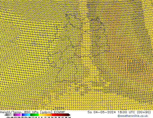 Height/Temp. 850 hPa ECMWF Sáb 04.05.2024 18 UTC