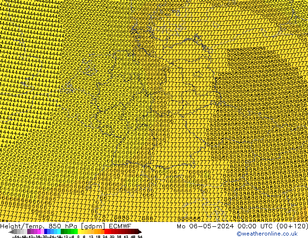 Yükseklik/Sıc. 850 hPa ECMWF Pzt 06.05.2024 00 UTC