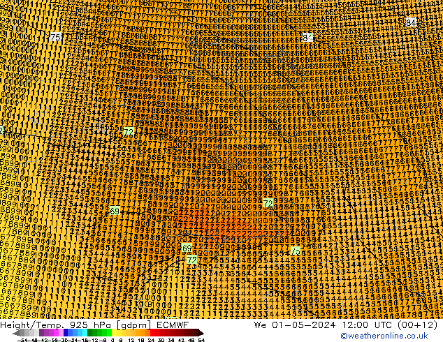 Height/Temp. 925 hPa ECMWF  01.05.2024 12 UTC