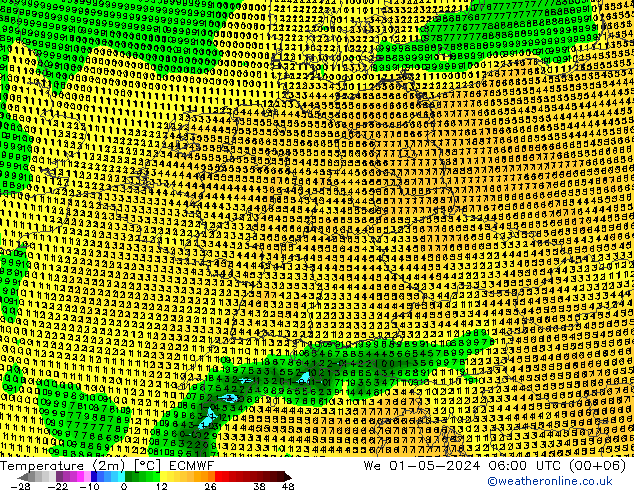 Temperature (2m) ECMWF We 01.05.2024 06 UTC