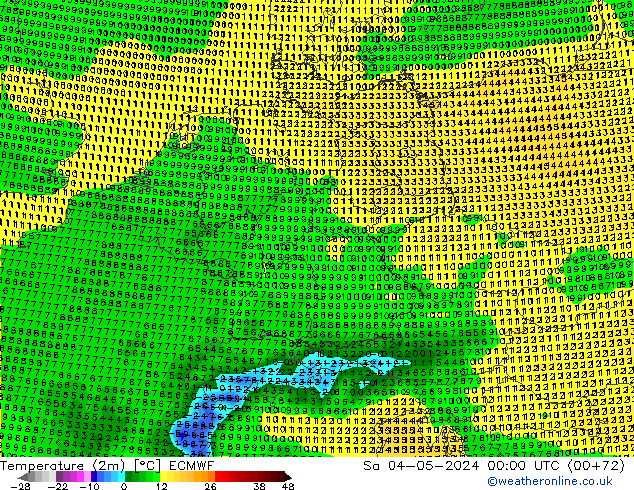 Sıcaklık Haritası (2m) ECMWF Cts 04.05.2024 00 UTC