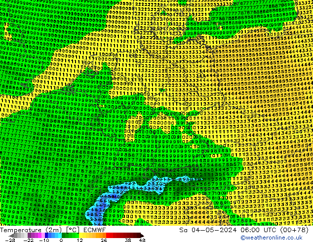 Temperatura (2m) ECMWF sab 04.05.2024 06 UTC