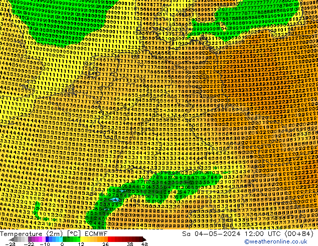 Temperatura (2m) ECMWF sáb 04.05.2024 12 UTC