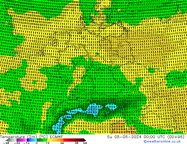 Temperatura (2m) ECMWF dom 05.05.2024 00 UTC