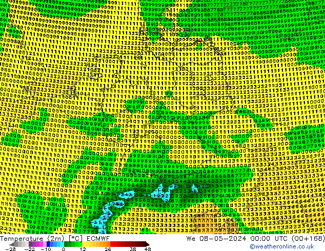 Sıcaklık Haritası (2m) ECMWF Çar 08.05.2024 00 UTC