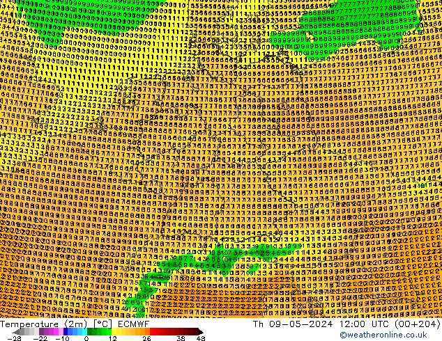 Temperaturkarte (2m) ECMWF Do 09.05.2024 12 UTC