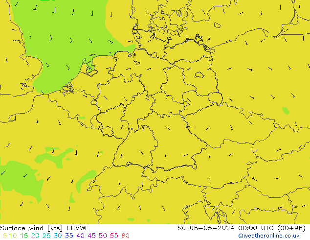 Surface wind ECMWF Su 05.05.2024 00 UTC