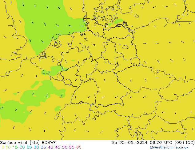 Vento 10 m ECMWF dom 05.05.2024 06 UTC