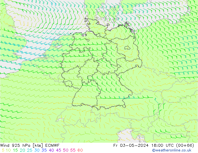 ветер 925 гПа ECMWF пт 03.05.2024 18 UTC