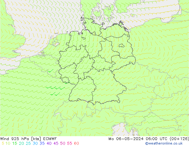 Vent 925 hPa ECMWF lun 06.05.2024 06 UTC