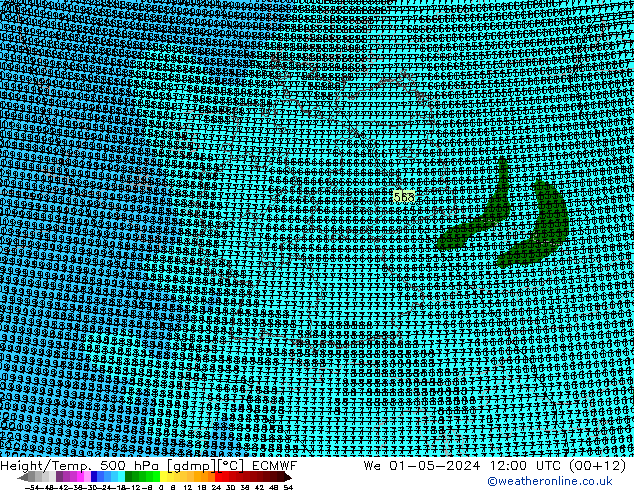 Height/Temp. 500 hPa ECMWF St 01.05.2024 12 UTC