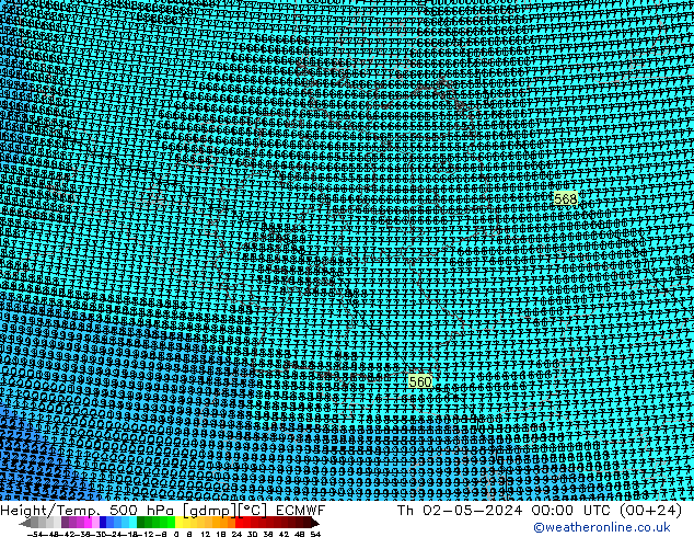 Height/Temp. 500 hPa ECMWF Do 02.05.2024 00 UTC