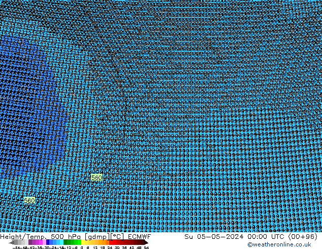 Height/Temp. 500 гПа ECMWF Вс 05.05.2024 00 UTC