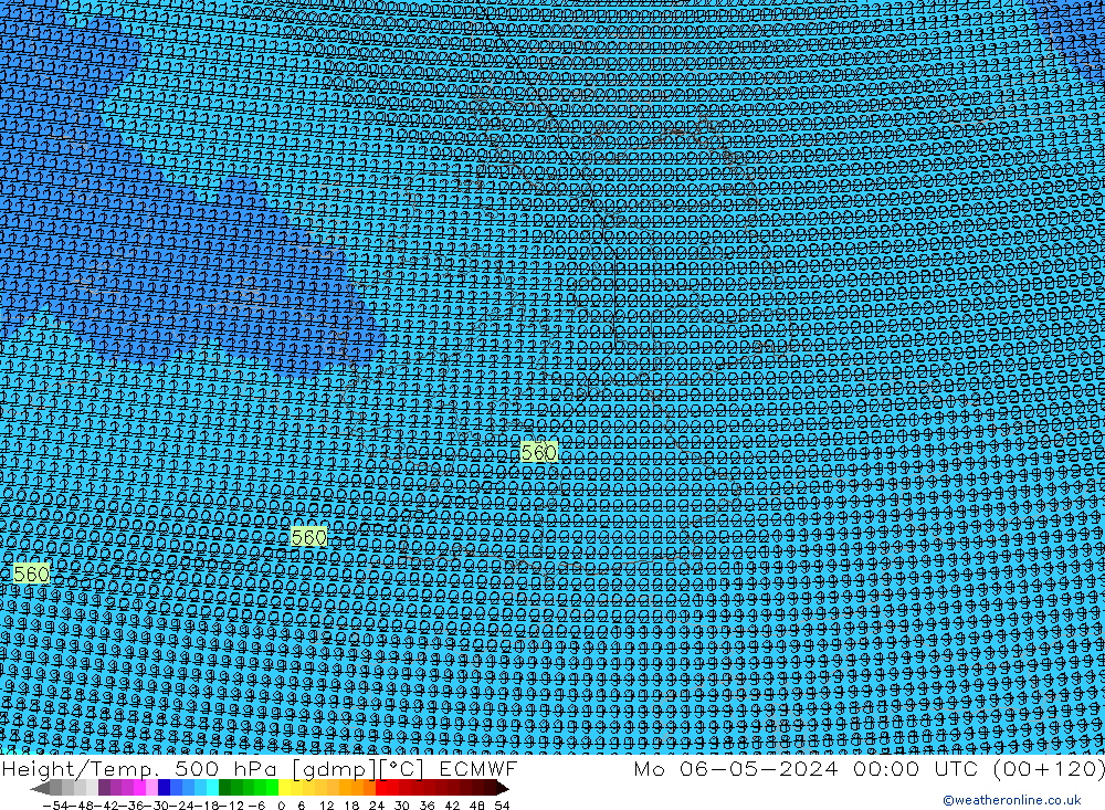 Yükseklik/Sıc. 500 hPa ECMWF Pzt 06.05.2024 00 UTC