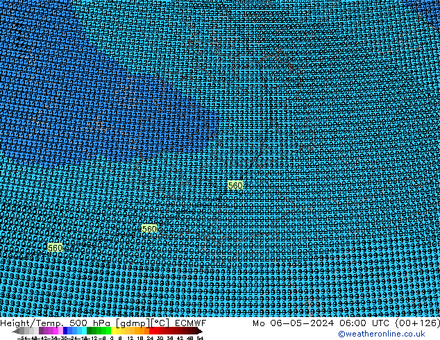 Yükseklik/Sıc. 500 hPa ECMWF Pzt 06.05.2024 06 UTC