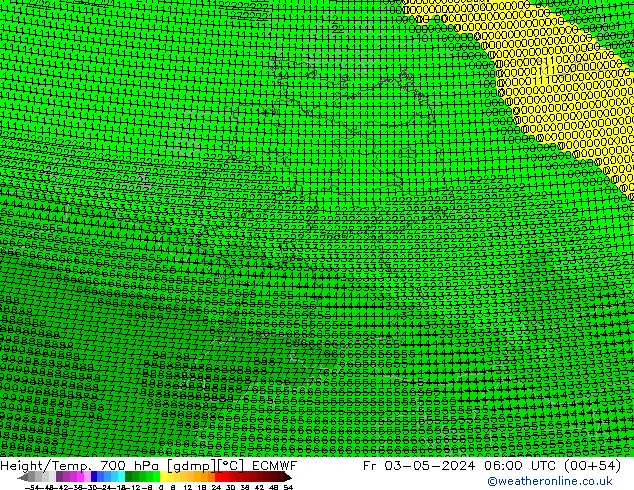 Height/Temp. 700 hPa ECMWF Sex 03.05.2024 06 UTC