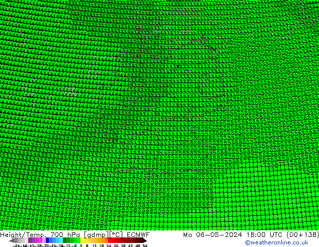 Height/Temp. 700 hPa ECMWF Mo 06.05.2024 18 UTC