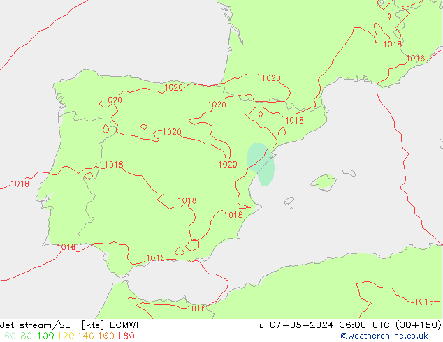 Jet stream/SLP ECMWF Tu 07.05.2024 06 UTC