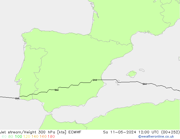 Jet stream/Height 300 hPa ECMWF Sa 11.05.2024 12 UTC