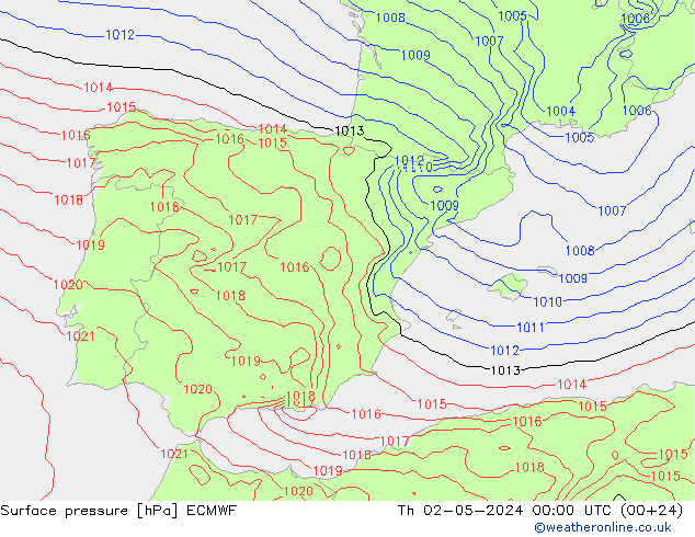 приземное давление ECMWF чт 02.05.2024 00 UTC