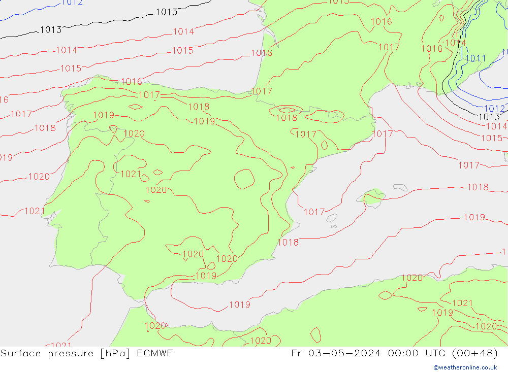 Yer basıncı ECMWF Cu 03.05.2024 00 UTC