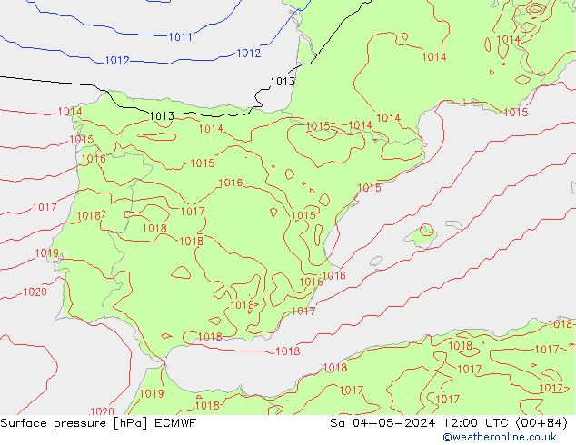 Surface pressure ECMWF Sa 04.05.2024 12 UTC