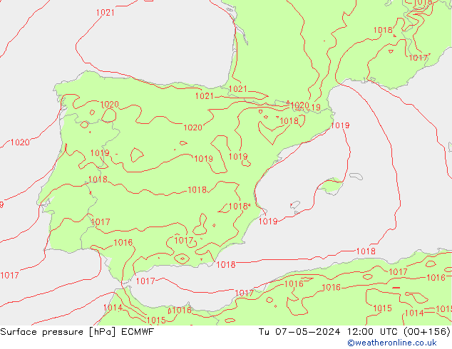 Atmosférický tlak ECMWF Út 07.05.2024 12 UTC