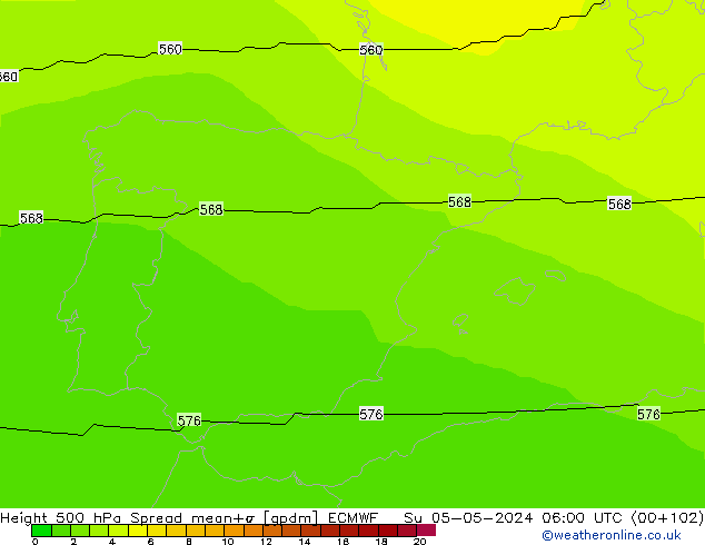 Height 500 hPa Spread ECMWF Su 05.05.2024 06 UTC