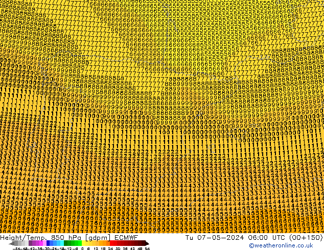 Height/Temp. 850 hPa ECMWF Tu 07.05.2024 06 UTC