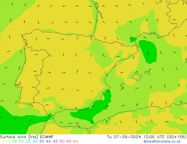 Vento 10 m ECMWF mar 07.05.2024 12 UTC