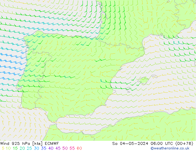 Wind 925 hPa ECMWF Sa 04.05.2024 06 UTC