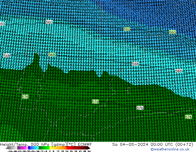 Height/Temp. 500 hPa ECMWF Sa 04.05.2024 00 UTC